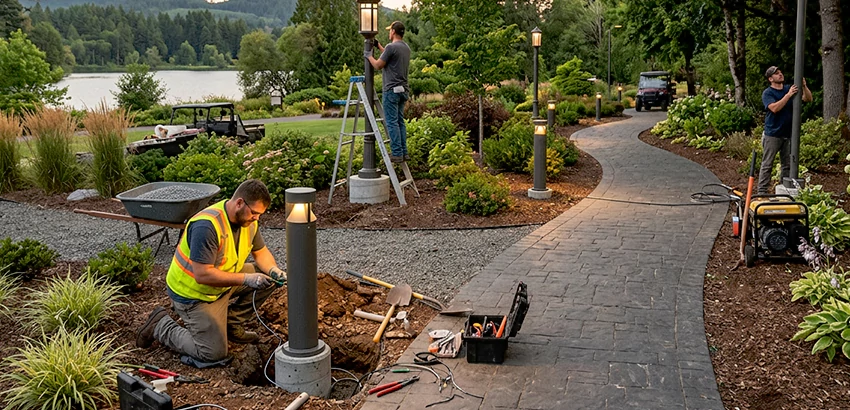 Landscape Post, Pole, and Bollard Lighting Installation in Madison